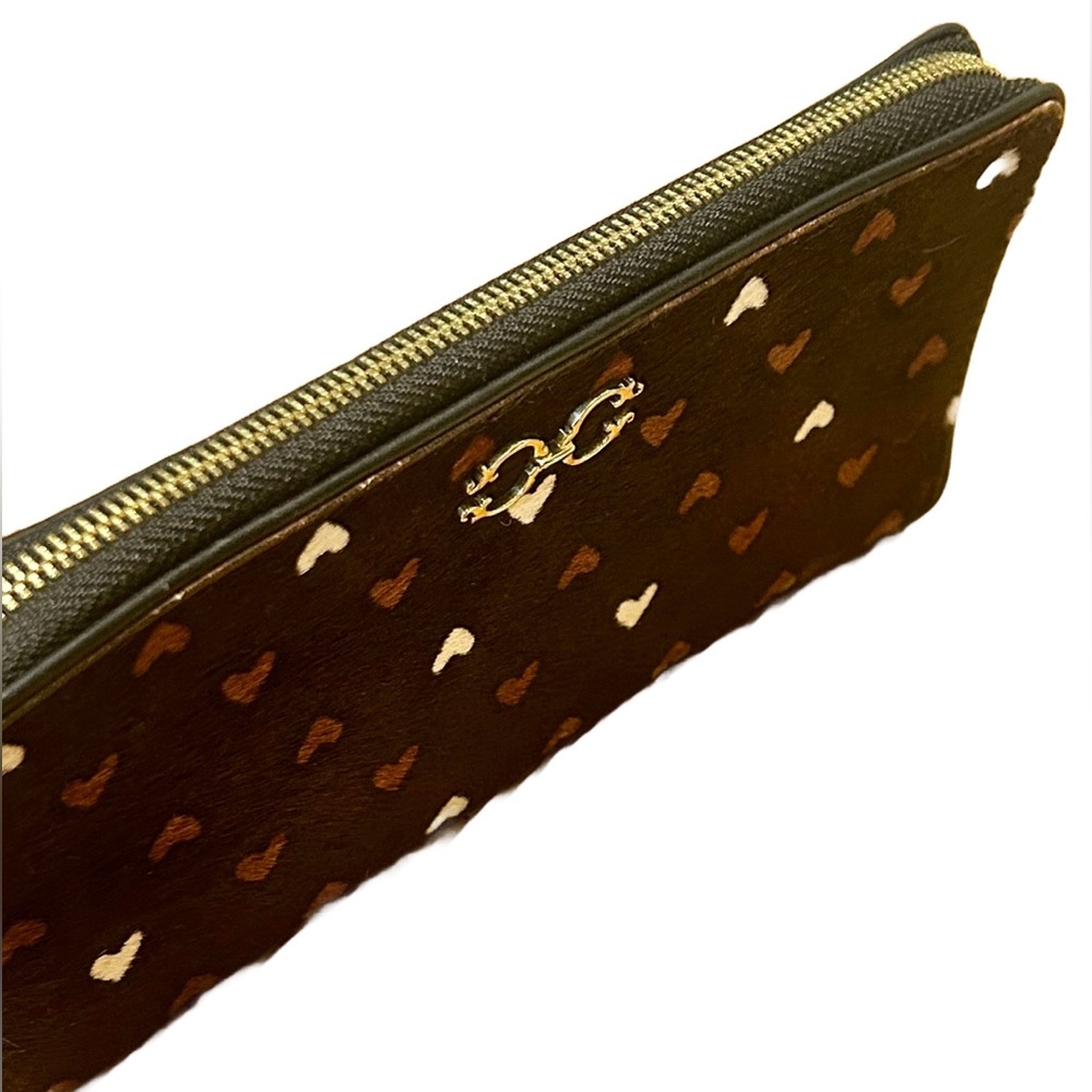 C Wonder Brown Calf Hair Hide with Heart, Zip Wallet - Picture 4 of 10